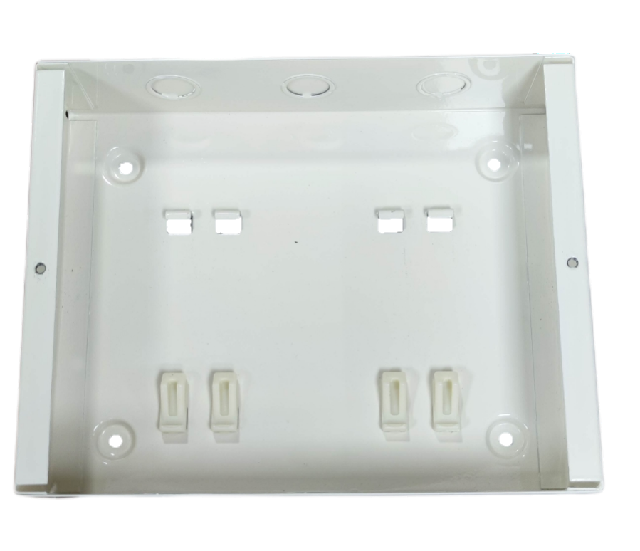 Koten MTS 2 pole circuit breaker housing in white with mounting slots for easy installation.