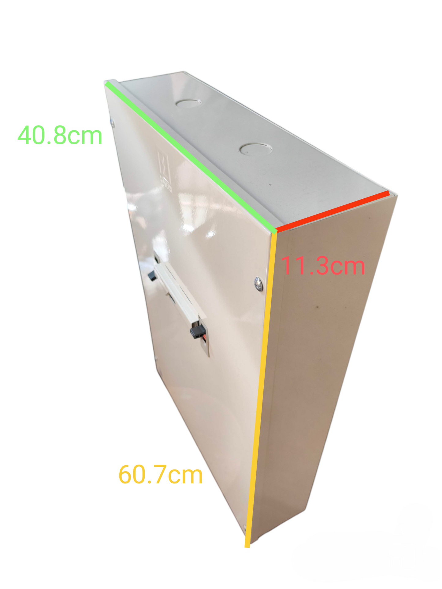 Koten MTS 250A circuit breaker mounted on a panel with dimensions of 40.8cm x 60.7cm x 11.3cm