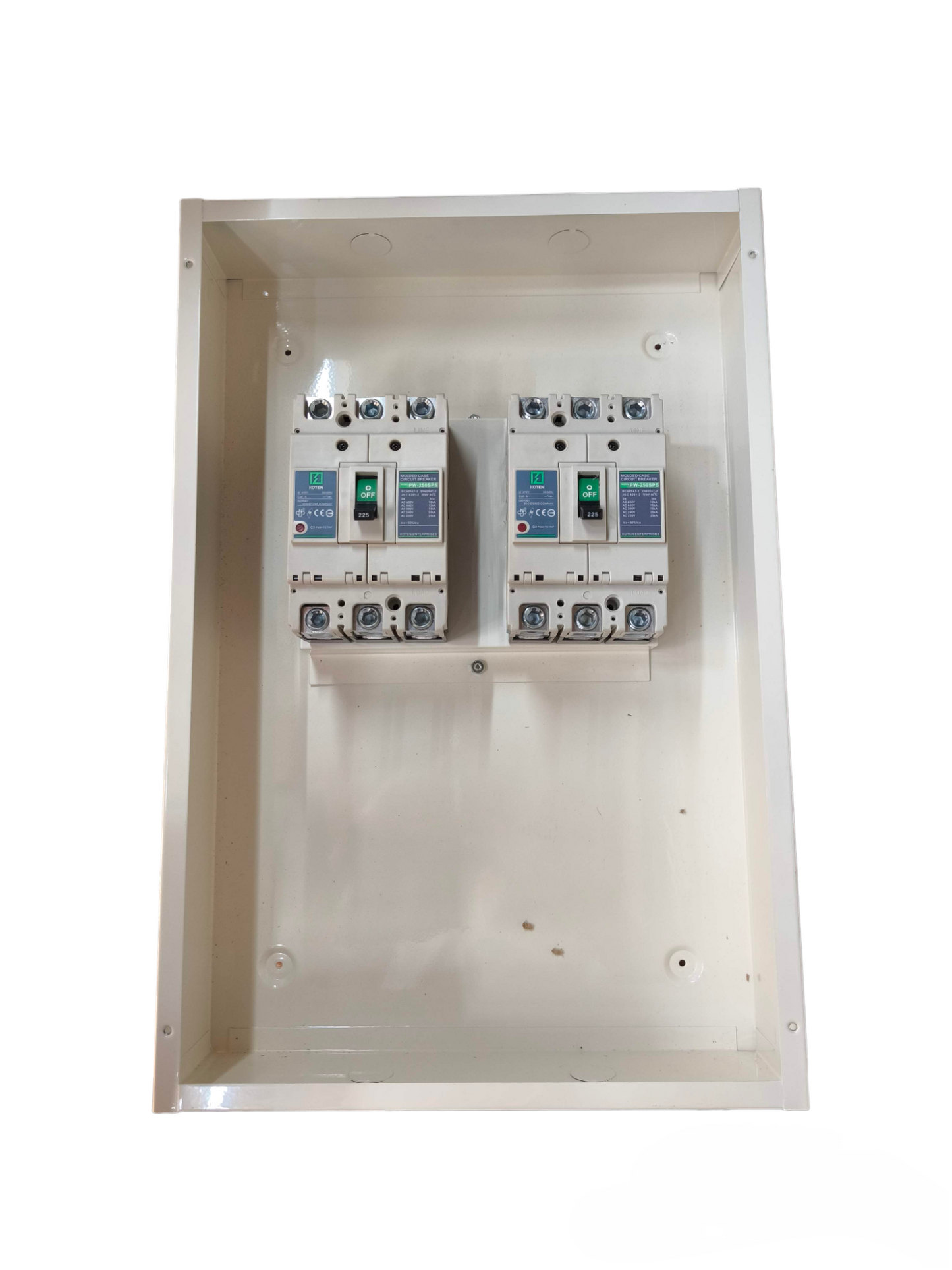 Koten MTS 250A circuit breaker in a wall-mounted enclosure for electrical safety and control