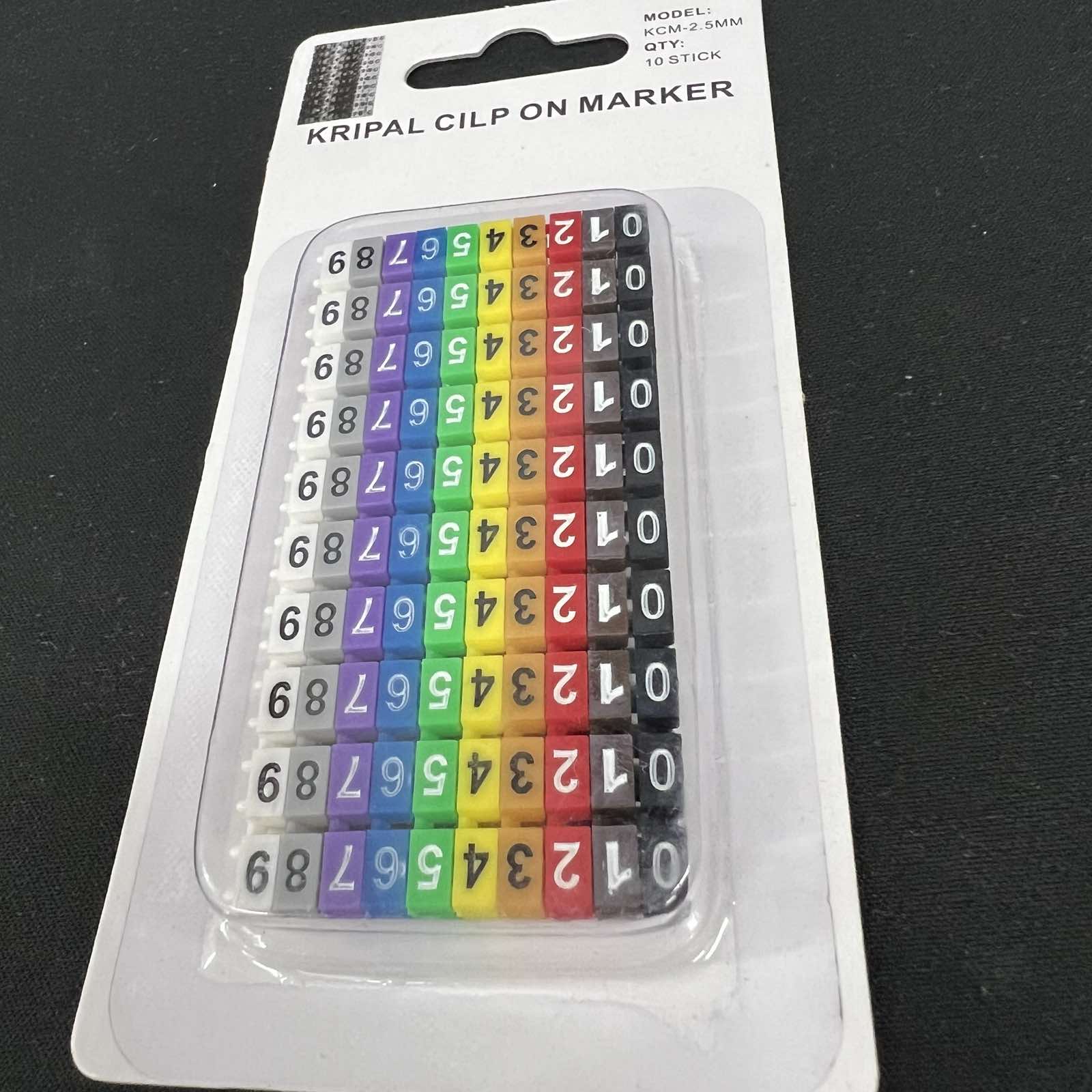 Grippes Cable Marker Clip On 0-9 Assorted pack of multicolor clip on number labels for cable management
