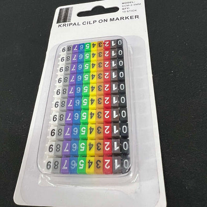 Grippes Cable Marker Clip On 0-9 Assorted pack of multicolor clip on number labels for cable management