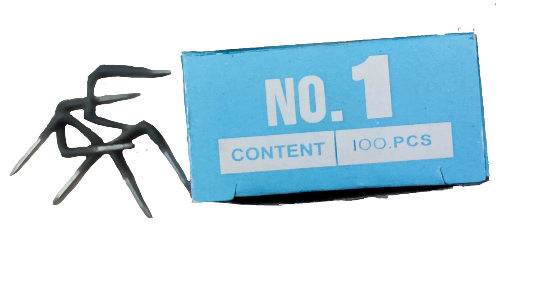 KS cable management insulated staple approximated pack with 100 pieces displayed on blue box