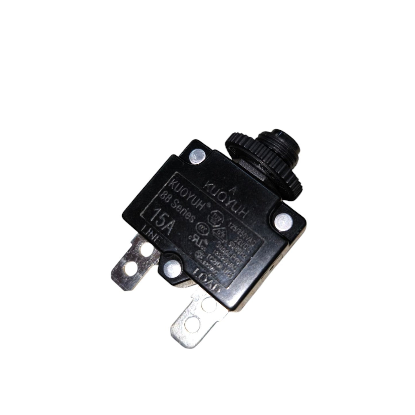 Kuoyuh 15A push to reset circuit breaker designed for reliable overcurrent protection