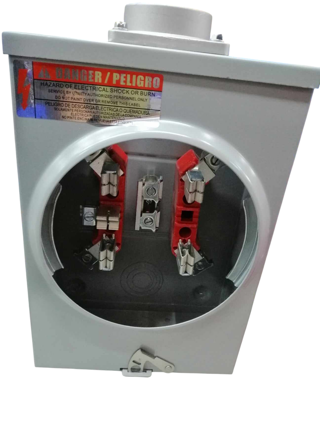 Cirtech KWH Meter Base 5 Jaws Square Type electrical component with warning label and secure mounting