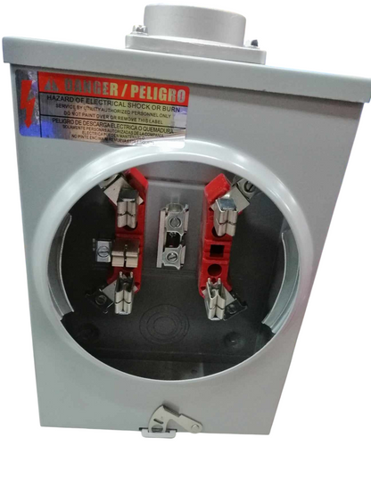 Cirtech KWH Meter Base 5 Jaws Square Type electrical component with warning label and secure mounting