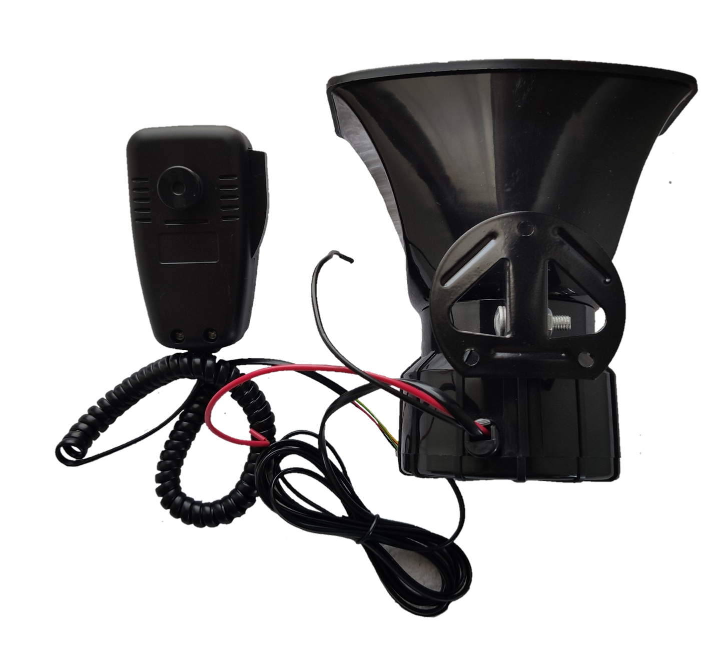 Electx Electrical Supply Electronic Horn 12V with black horn and wired microphone accessory