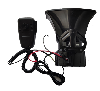 Electx Electrical Supply Electronic Horn 12V with black horn and wired microphone accessory