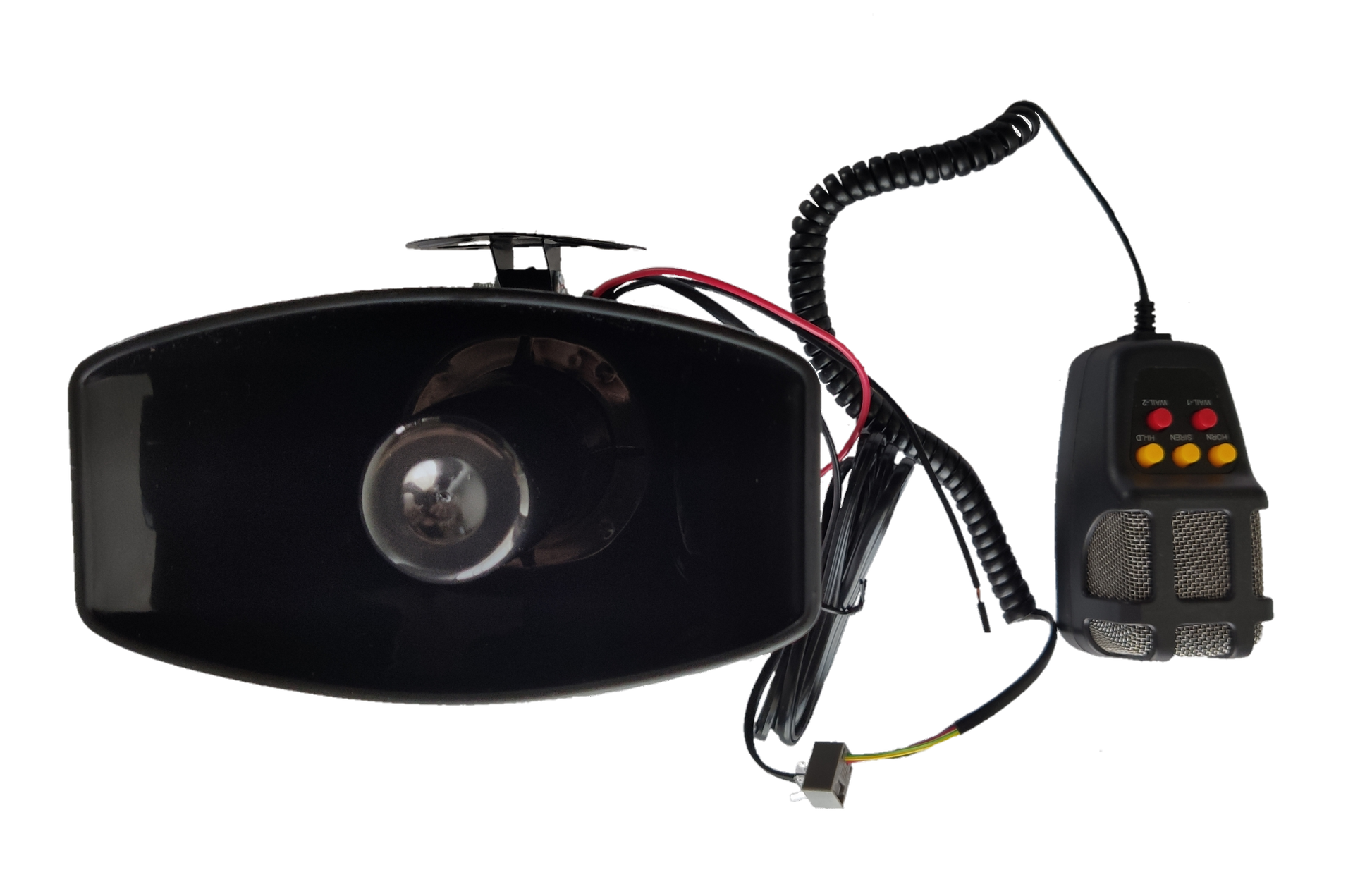 Electx Electrical Supply electronic horn 12V with wired control remote and black casing