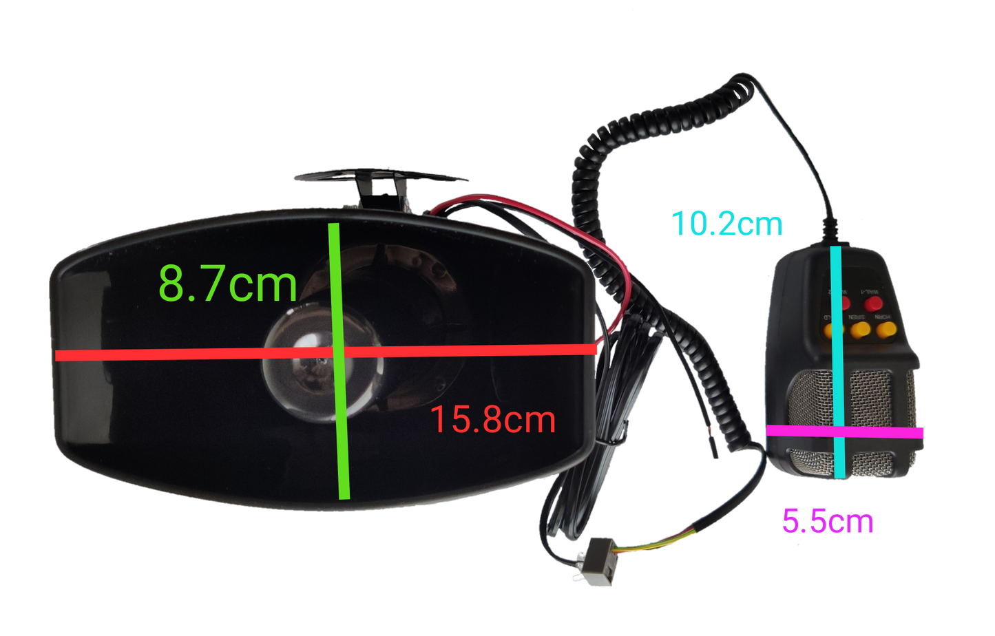 Electx Electrical Supply Electronic Horn 12V with black rectangular horn and wired control unit