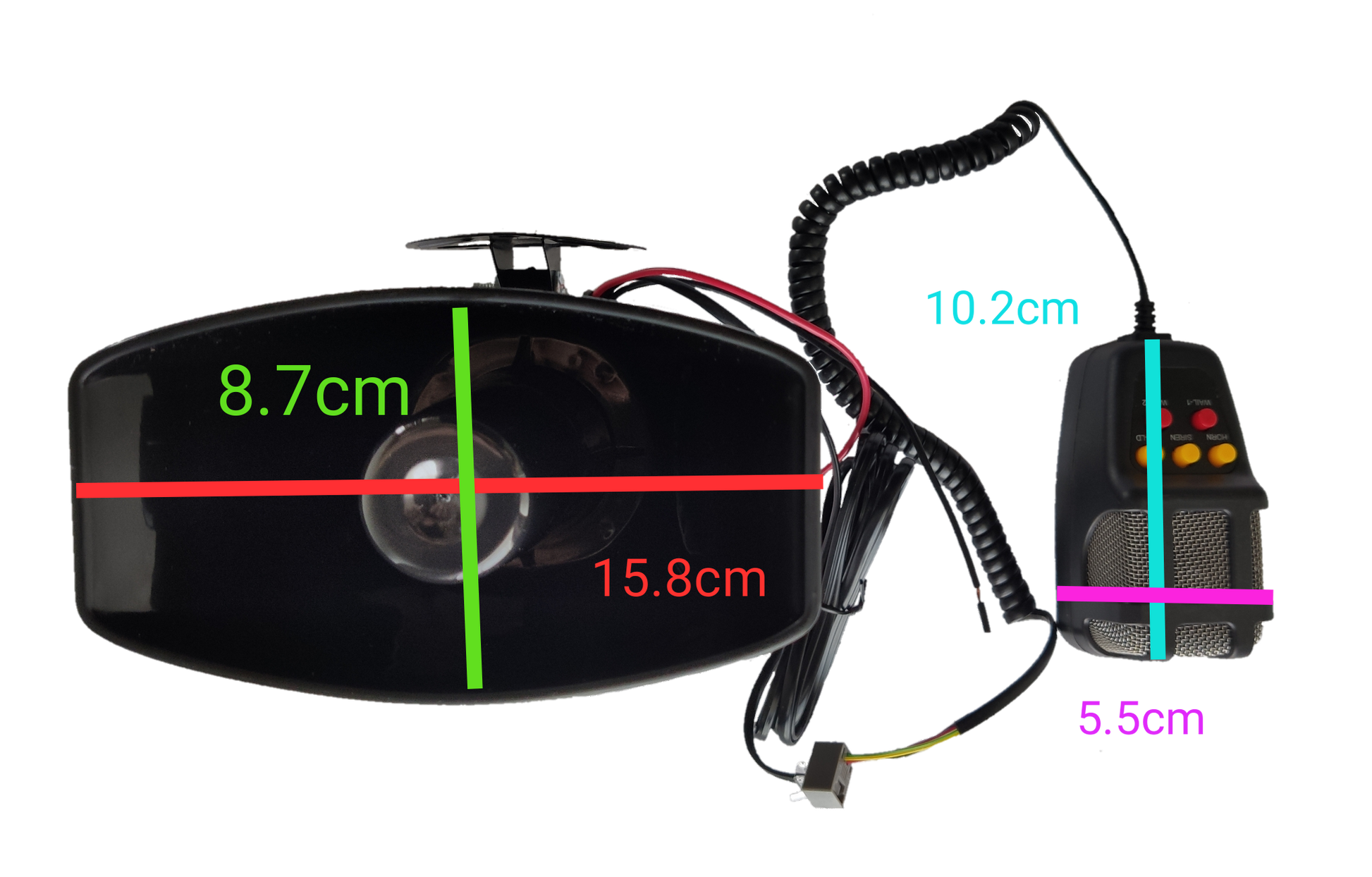 Electx Electrical Supply Electronic Horn 12V with black rectangular horn and wired control unit