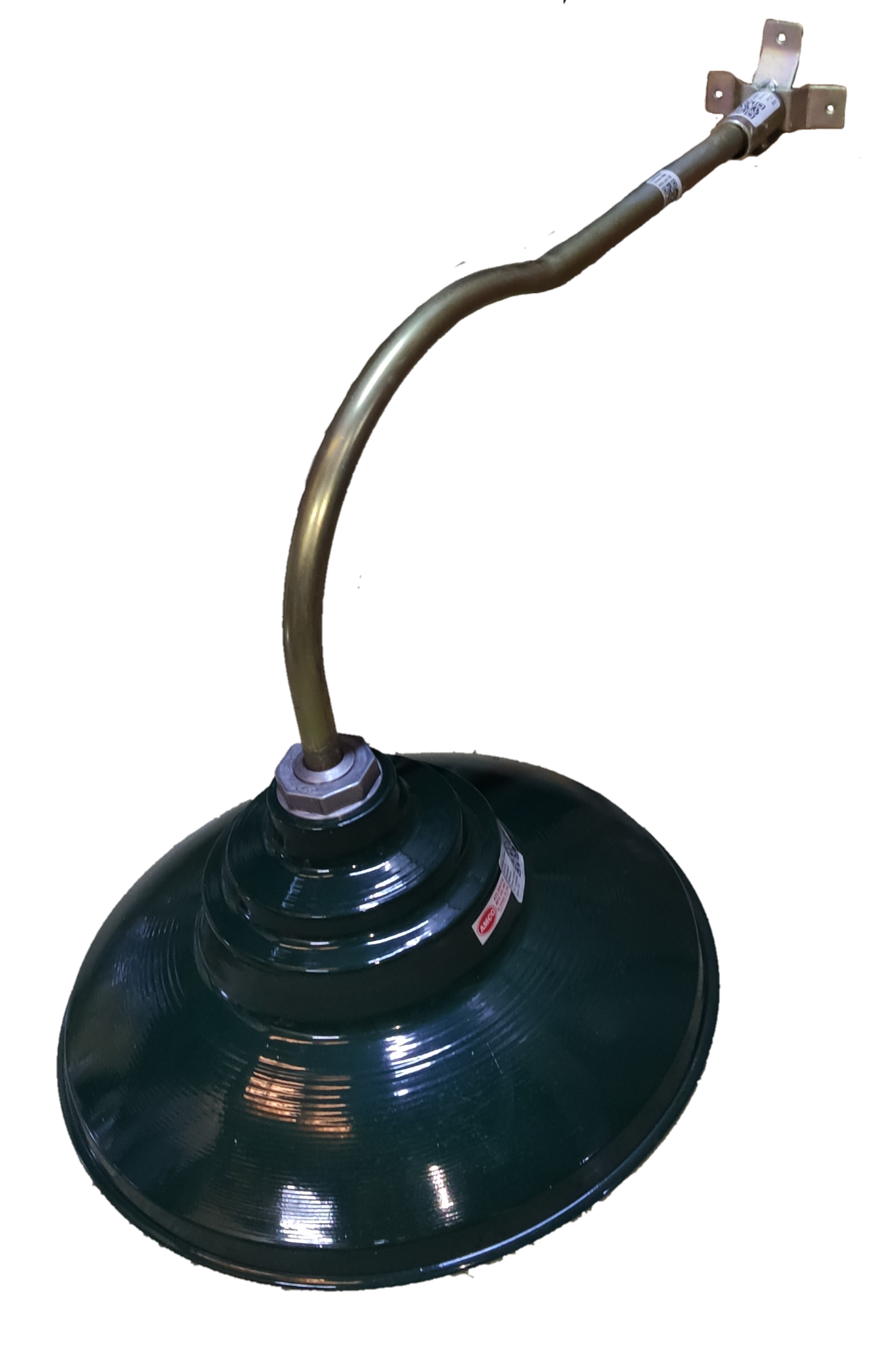 Amco 12 inch green lamp cover with E27 socket featuring a metallic arm for easy installation