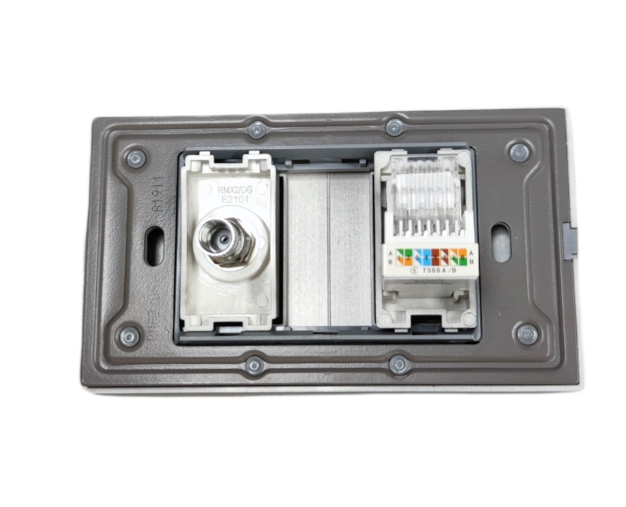 Royu LAN Outlet and Cable TV Socket power point with metal frame and connectors