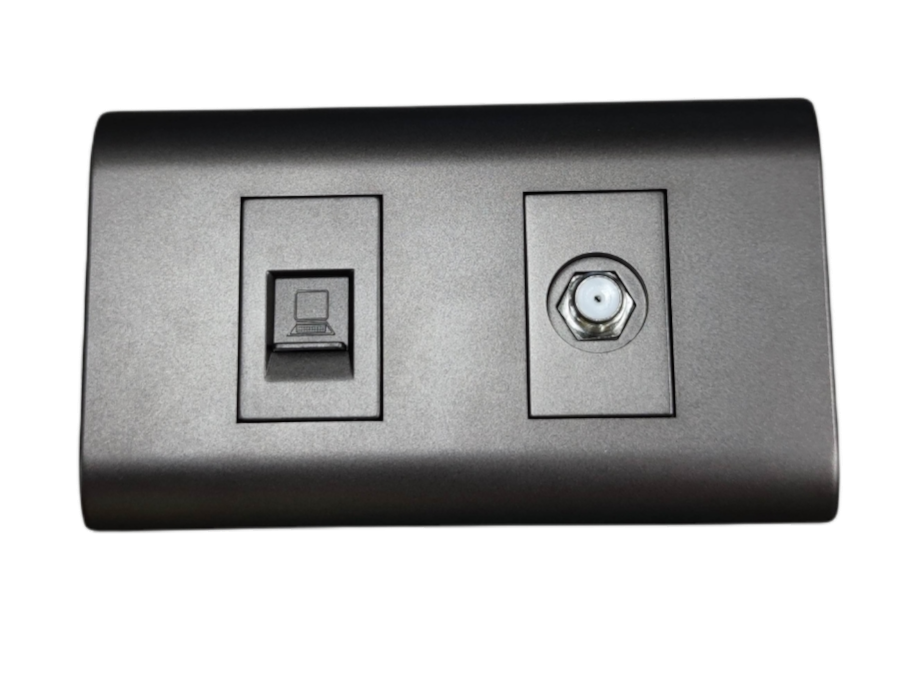 Royu LAN Outlet and Cable TV Socket power point with sleek metallic finish for home and office use