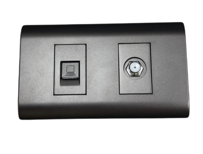 Royu LAN Outlet and Cable TV Socket power point with sleek metallic finish for home and office use