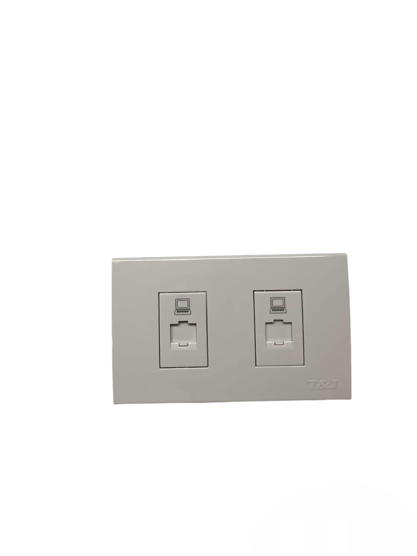 T&J LAN Outlet with Plate Cat6 Outlet dual port gray network wall socket
