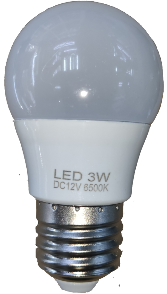Denko LED Bulb 12V DC 3W E27 Daylight with 6500K color temperature and screw base