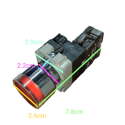 Grippes LED Indicator Lamp 22mm 220V 5A with red light and 7.8cm black base for power switches