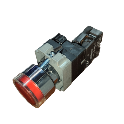 Grippes LED Indicator Lamp 22mm 220V 5A with red lens and black mounting base for power switches