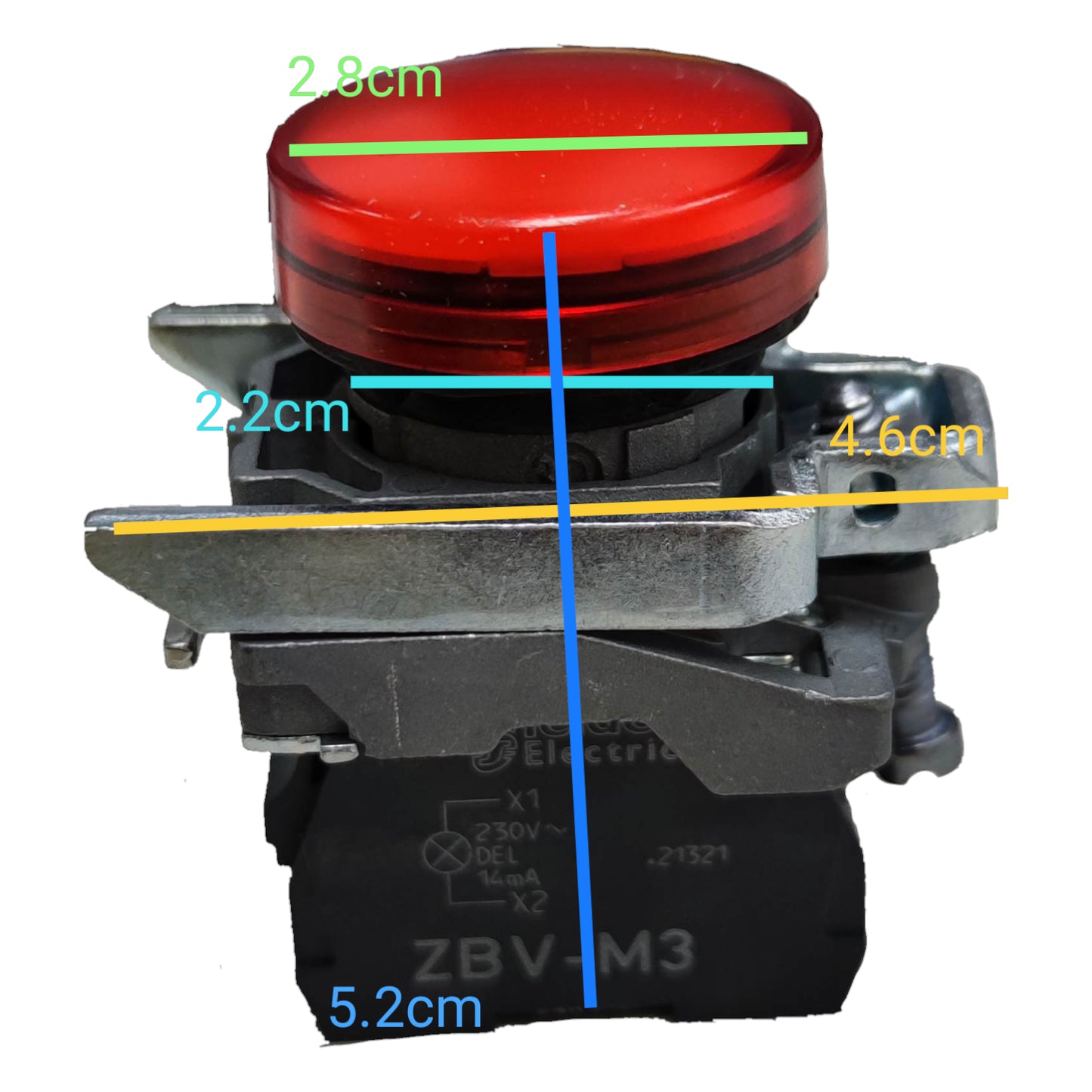 Schneider LED Pilot Lamp 22mm 220V with a red lens for clear visibility in lighting applications