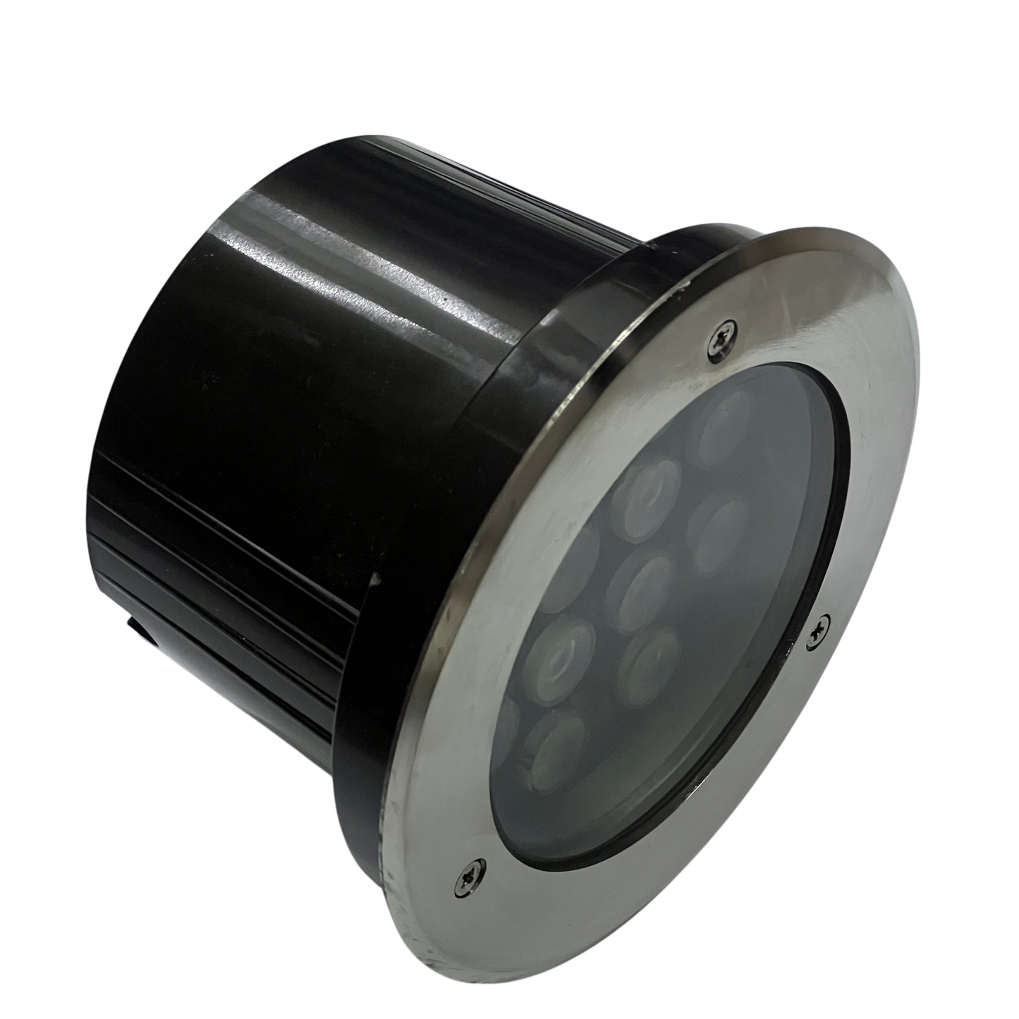 12W LED Pool Lights 12VDC round black underwater light fixture with stainless steel trim