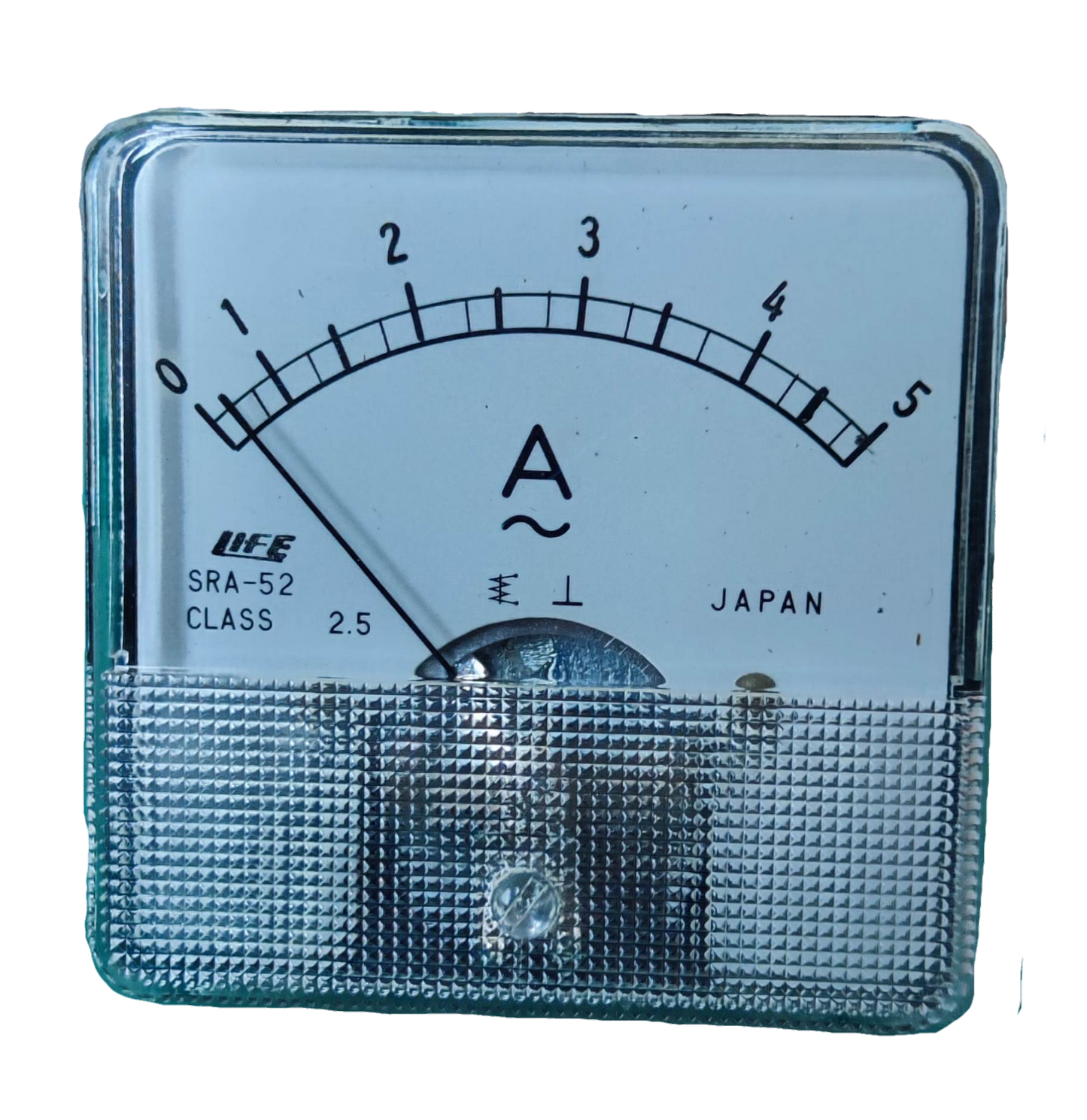 HEW analog Panel Meter 60mm x 60mm 52CA ammeter with white dial 0 to 5 amp AC scale and clear lens