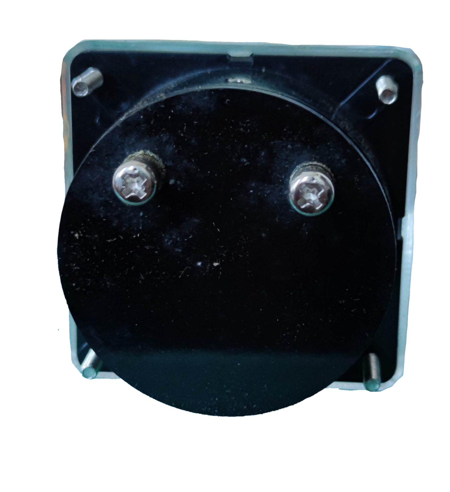 HEW Panel Meter 60mm x 60mm 52CA rear view showing circular black housing and mounting screws