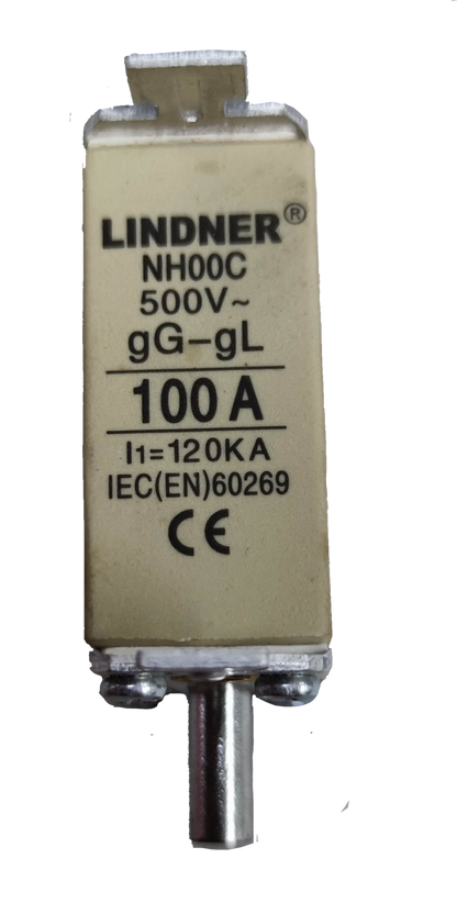 Lindner 100A NH00C ceramic fuse beige rectangular NH00 cartridge fuse 500V gG gL markings