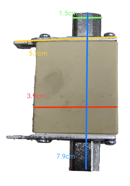Lindner 100A NH00C ceramic fuse rectangular beige ceramic body with metal end caps and mounting
