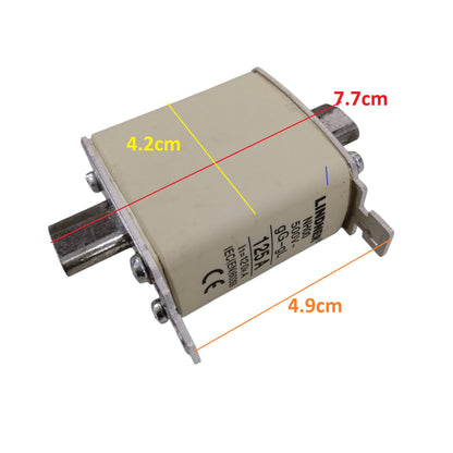 Linder 125A gG-gL NH-Type Fuse Link electrical part with metal connectors and beige body