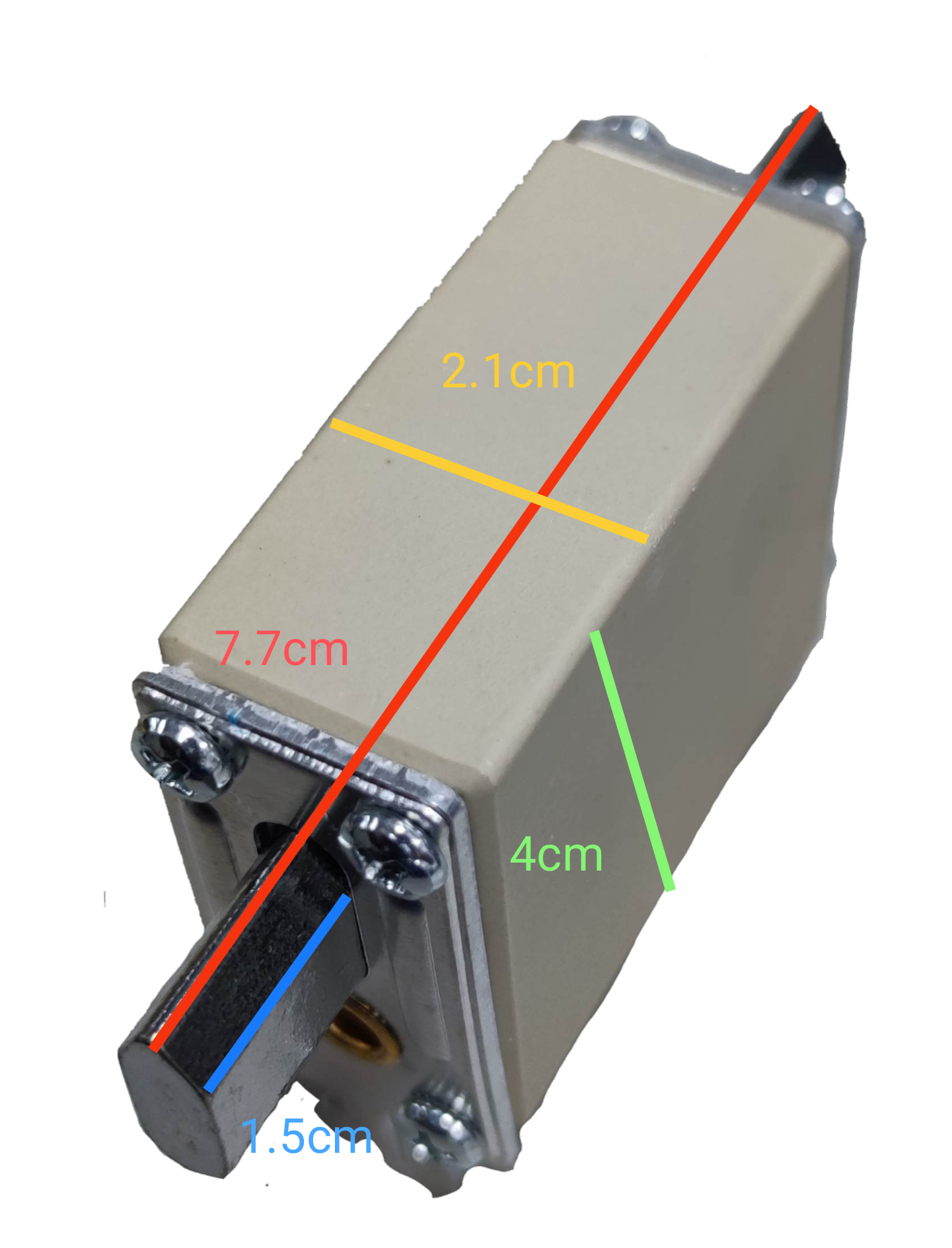 Linder 63A gG-gL ceramic fuse 500V rectangular beige fuse with metal end caps and screw terminals