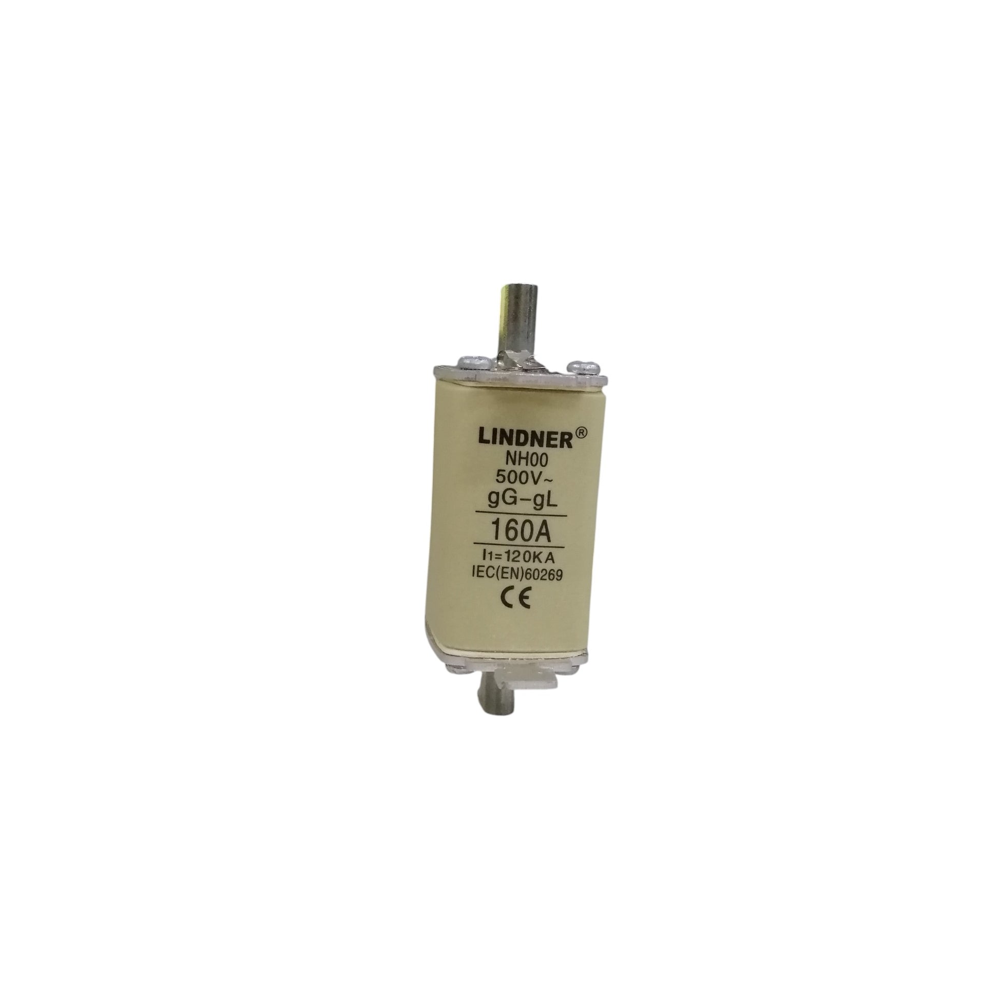 Lindner 160A NH00 fuse ceramic body with metal end caps 500V gG industrial power fuse