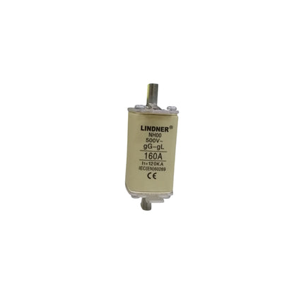 Lindner 160A NH00 fuse ceramic body with metal end caps 500V gG industrial power fuse