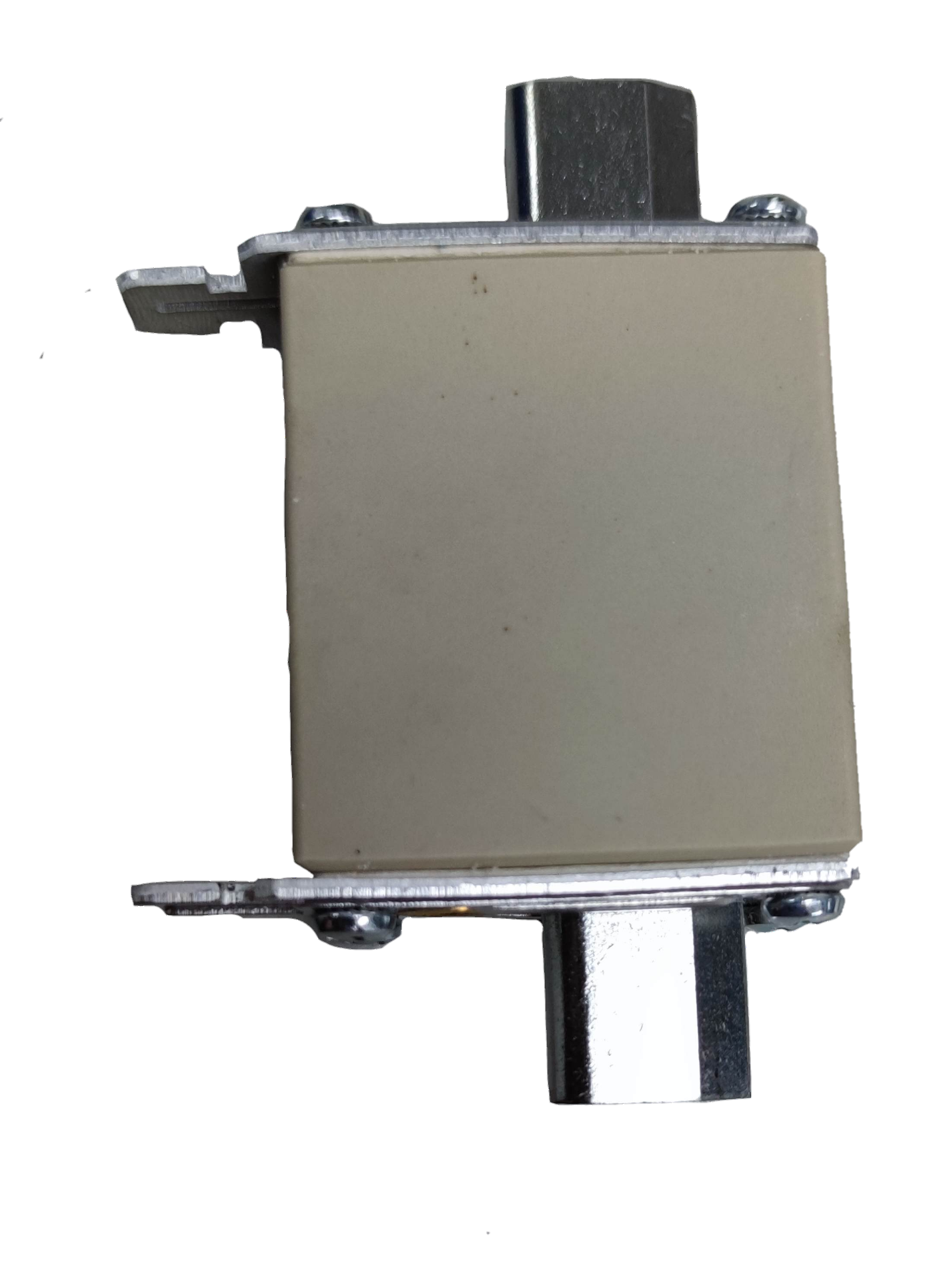 Lindner gG-gL ceramic fuse 500V rectangular white ceramic body with metal end caps and mounting bracket