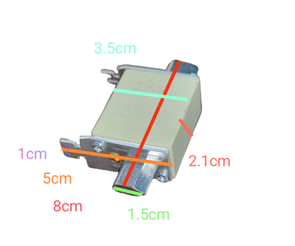Linder NH-Type Fuse Link 35A gG-gL electrical component with metal and ceramic parts on black background