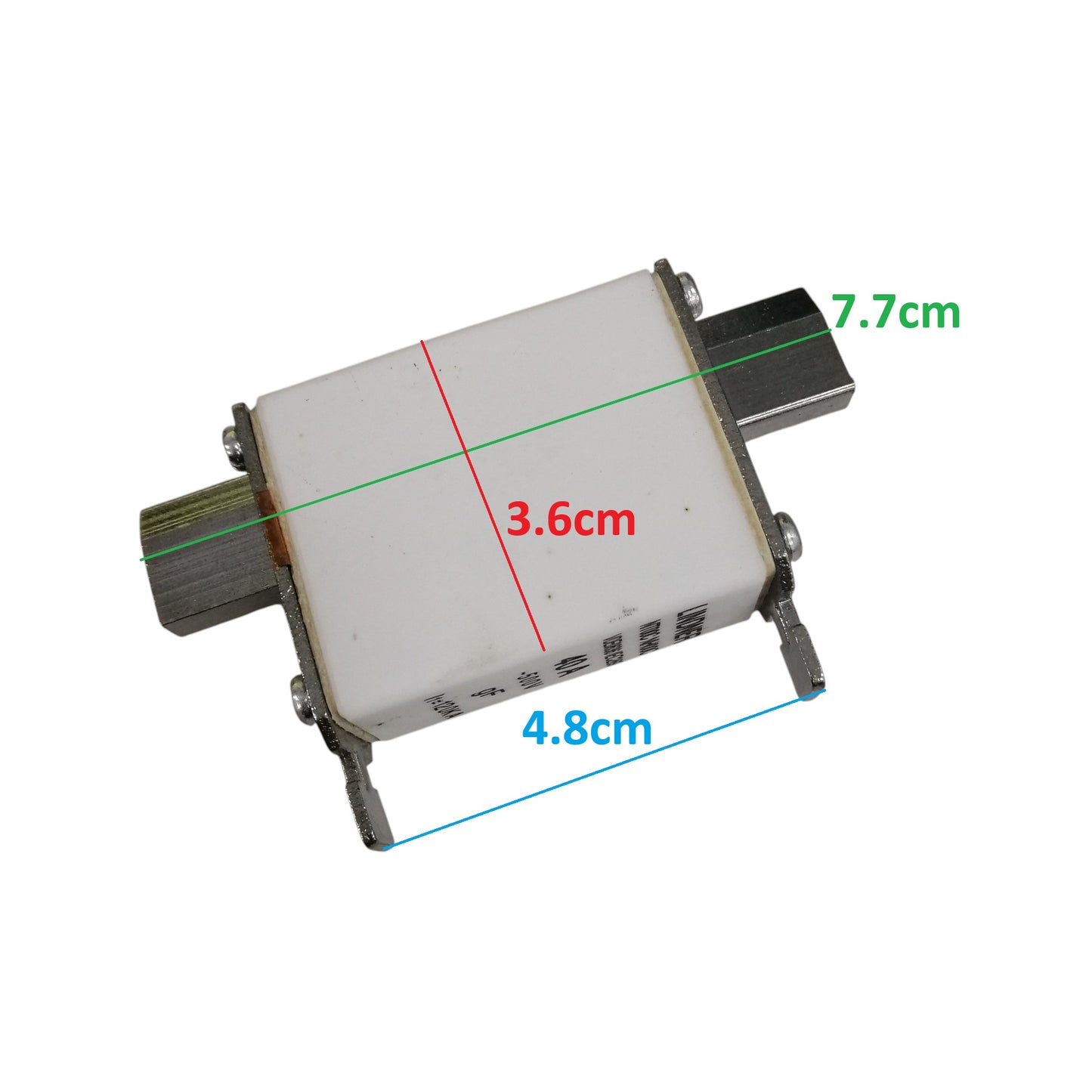 Lindner NH-Type Fuse Link 40A electrical component with metal connectors and white ceramic body