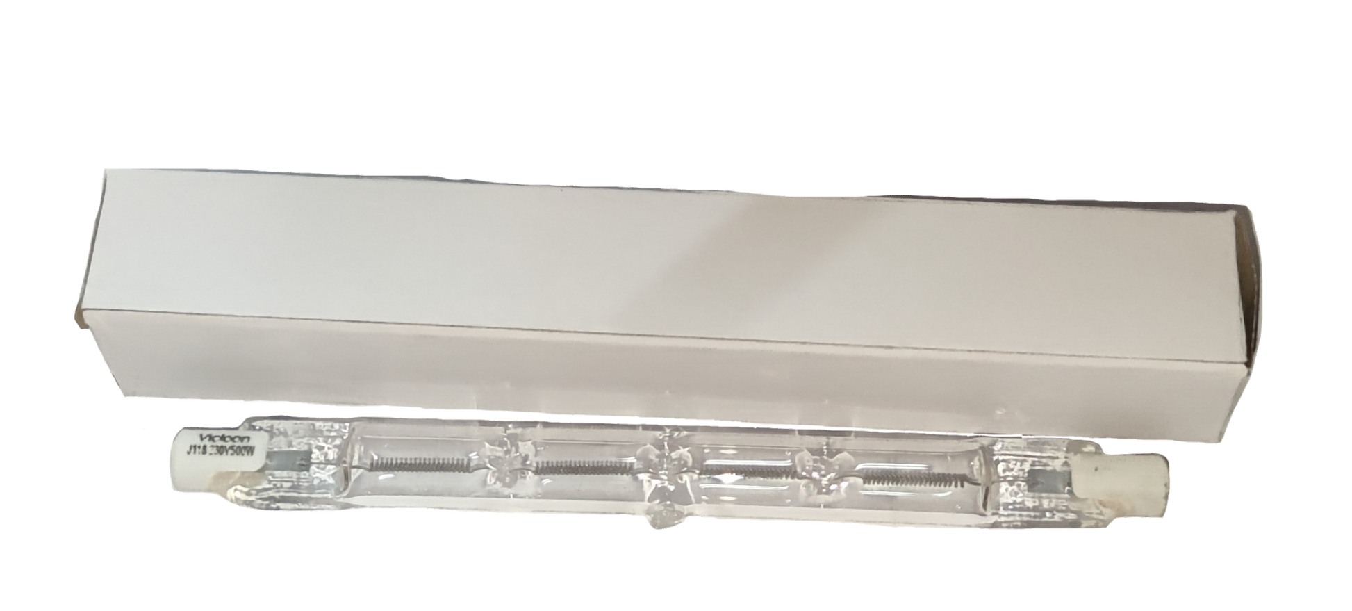 Vicloon Linear Halogen Bulb 500W 220V clear glass tube with white end caps and protective box