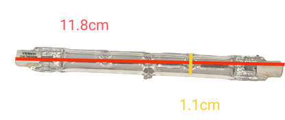 Vicloon Linear Halogen Bulb 500W 220V clear glass tube with visible filament measuring 11.8 cm long
