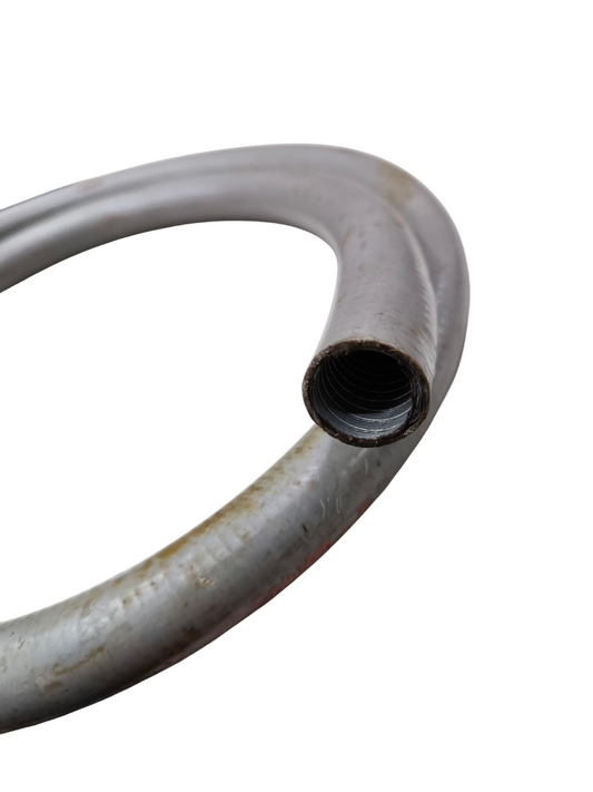 Arrowtite liquid tight flexible conduit hose coiled showing flexible metal interior and protective outer layer