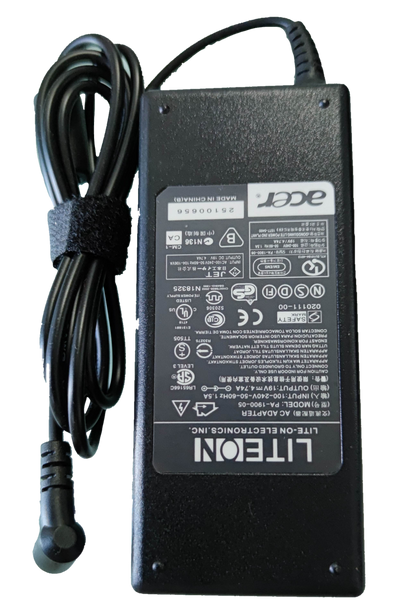 ACER laptop adaptor 19V DC for Acer black rectangular power brick with right angle barrel plug and cable