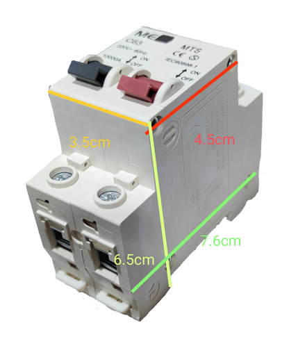 Manual transfer switch 63A 1 pole electrical component by Electx Electrical Supply with white casing and labeled switches