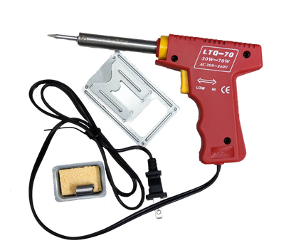 Winstar Soldering Gun 30W-70W 220V Dual Wattage with red handle and metal stand accessory