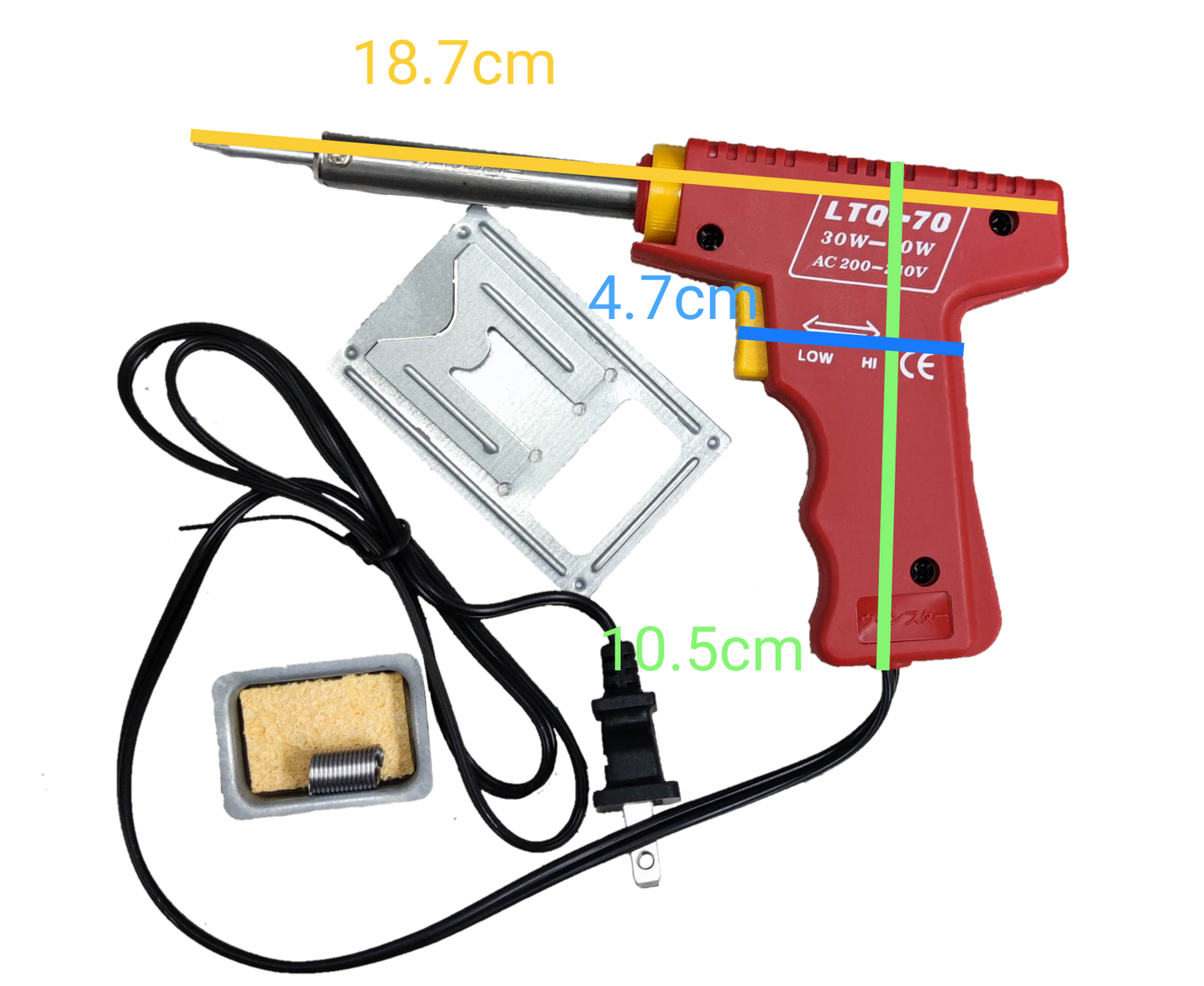 Winstar Soldering Gun 30W-70W 220V Dual Wattage with metal stand and cleaning sponge