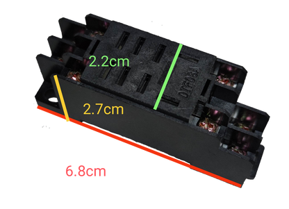 LY2 relay socket 8 pin in black with dimensions 6.8cm x 2.7cm x 2.2cm for secure connections