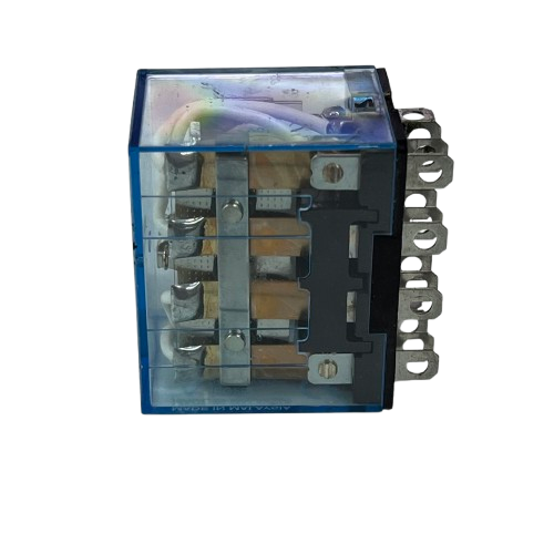 Omron LY4J 110VAC Switch Relay 14 Pins electrical component with transparent casing and metal contacts