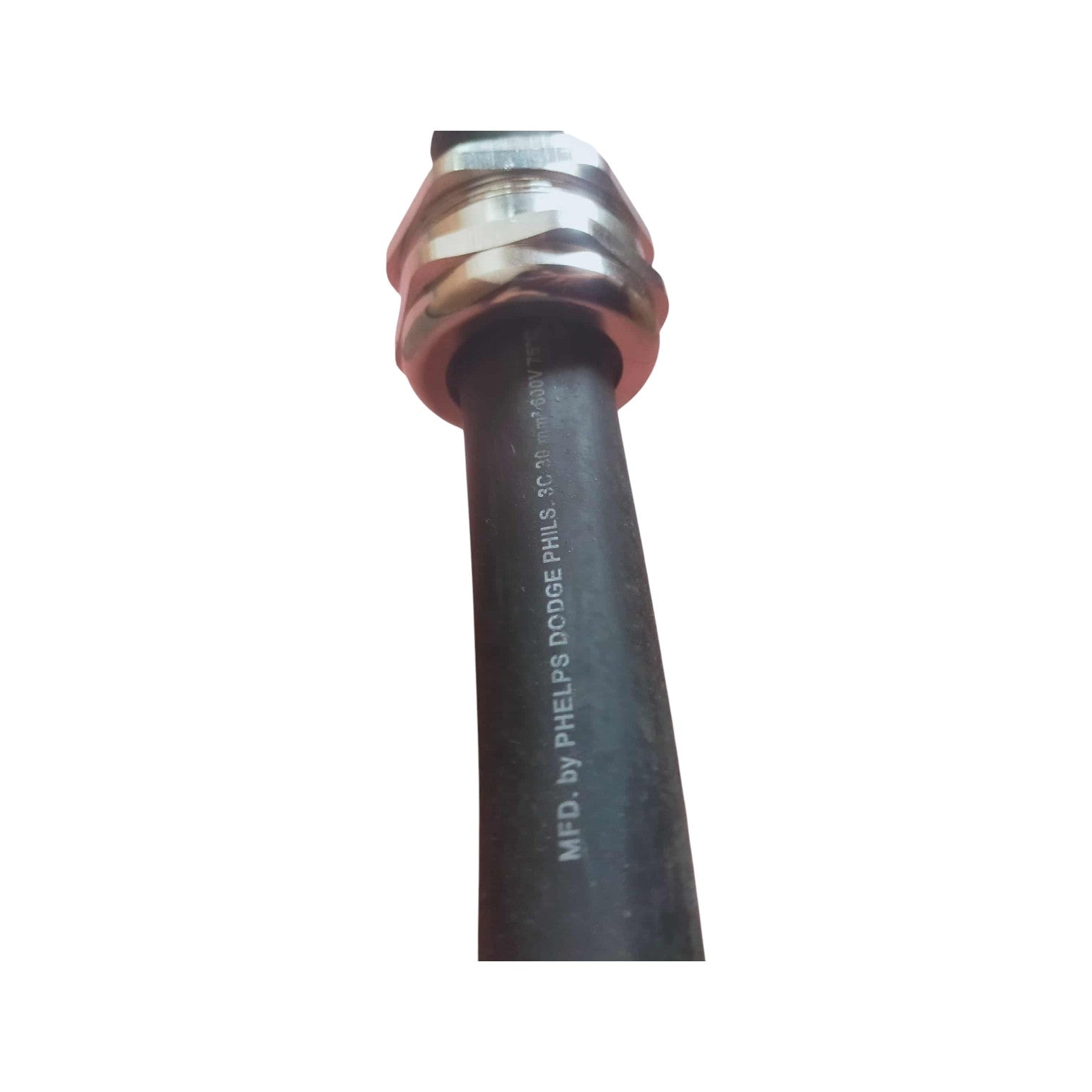 M40 nickel plated brass cable gland 22-32mm attached to a durable black cable for secure connections