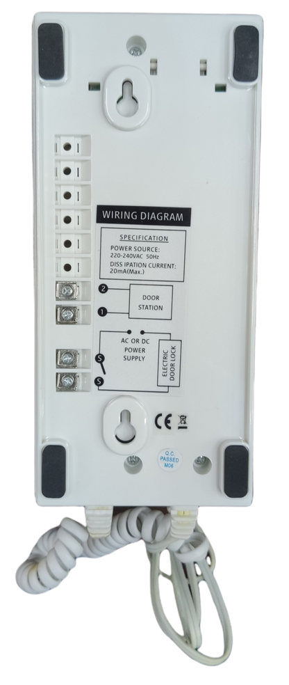 Magic Door Intercom System 220V white back panel with wiring diagram and connection ports