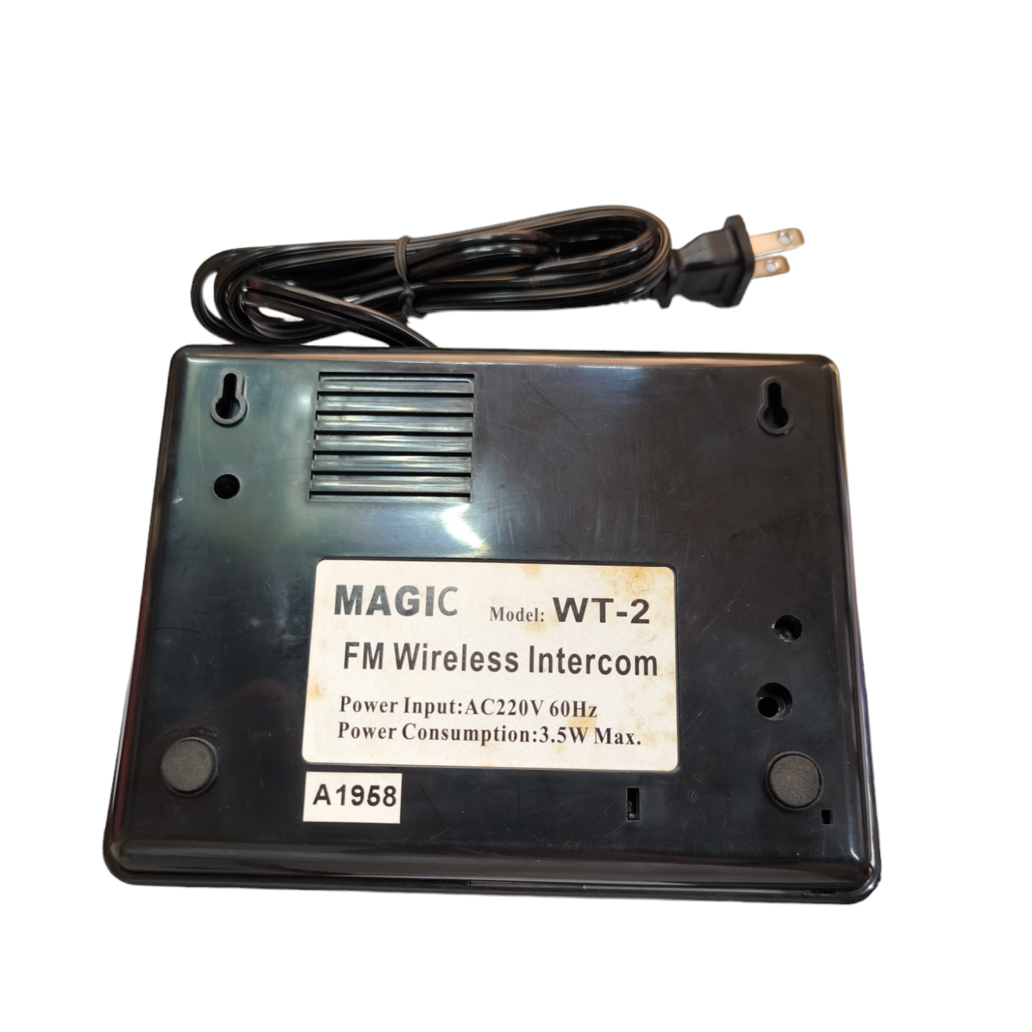 Magic FM WT-2 wireless intercom black device with power cord for security systems