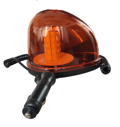 Code Red magnetic base emergency light 12V 24V with orange dome and black power plug for safety
