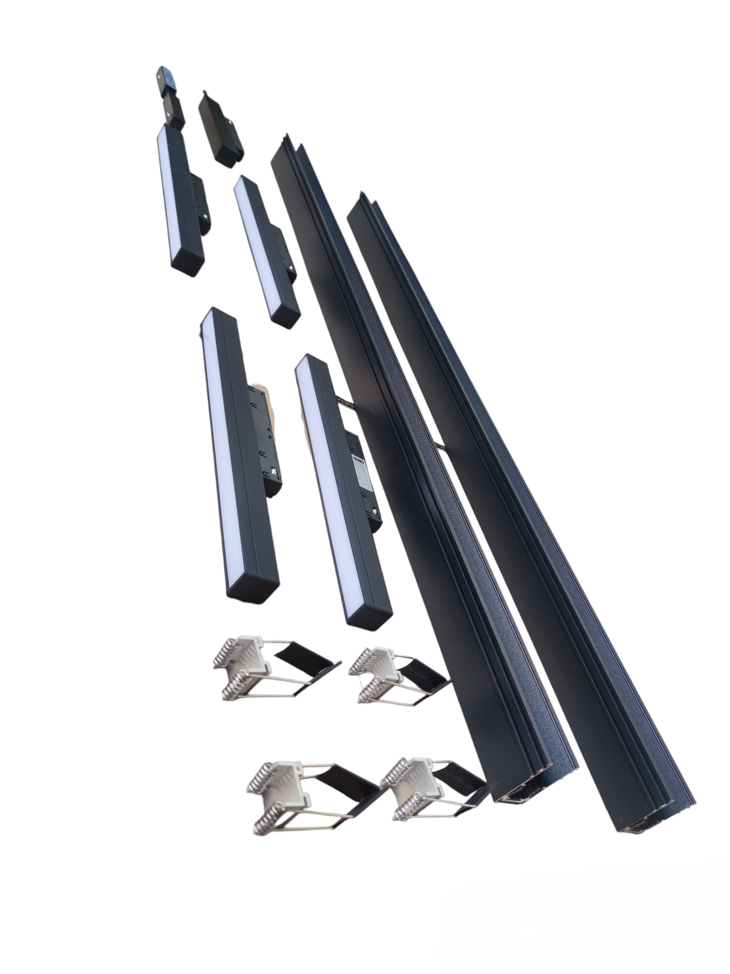 ILLUMIQ TERRA magnetic track light 2 meters with black rails and LED light modules for ceiling installation
