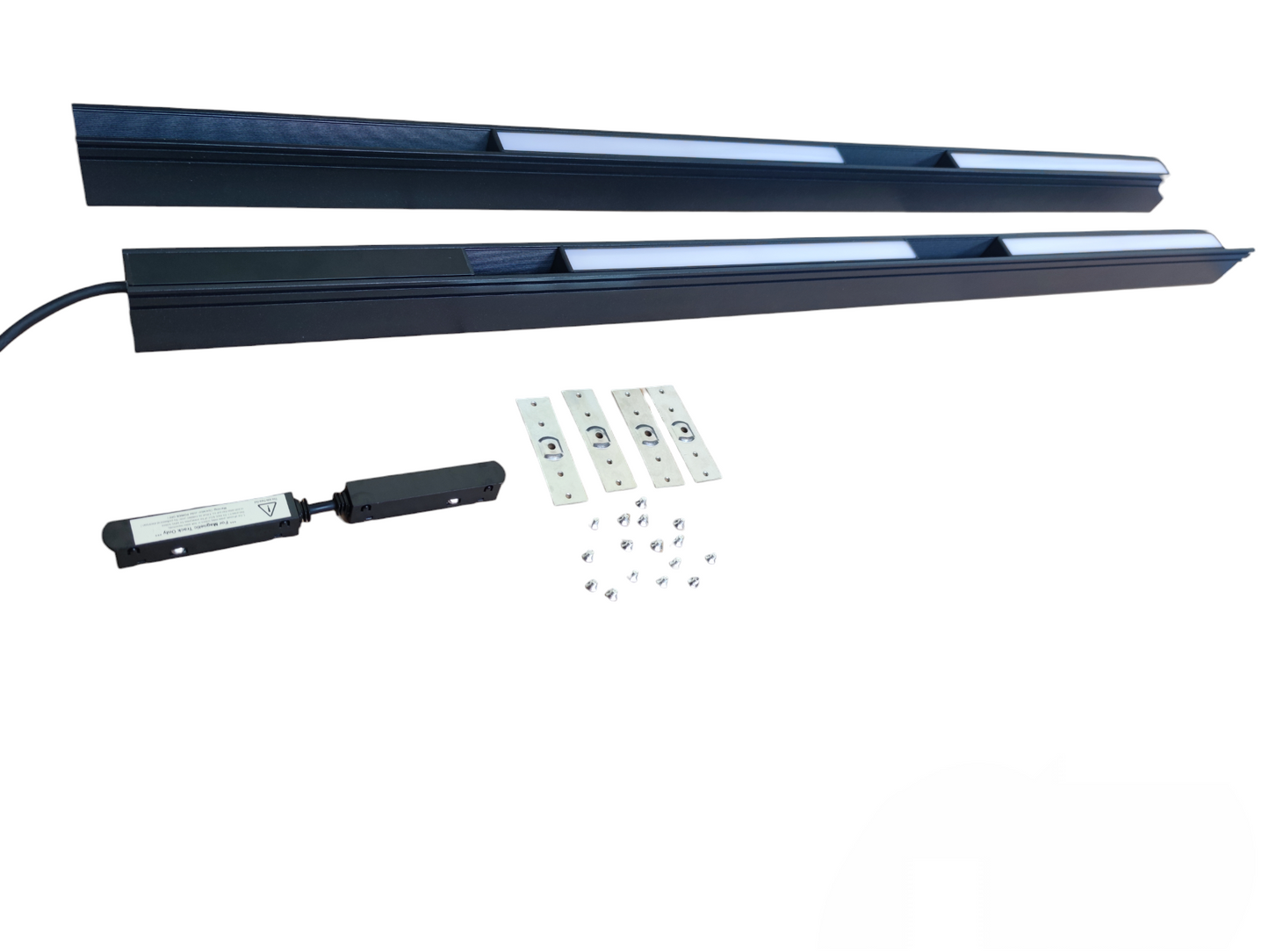 ILLUMIQ TERRA magnetic track light 2 meters with black aluminum rails and mounting accessories